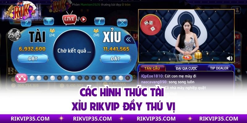 Các hình thức tài xỉu Rikvip đầy thú vị